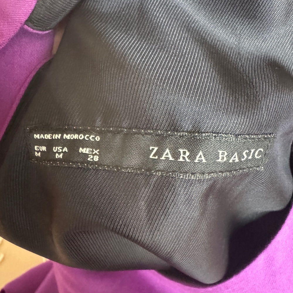 ZARA Purple Open V-Back Sleeveless Sheath Dress Mini Cocktail Party Modern M - Picture 12 of 13